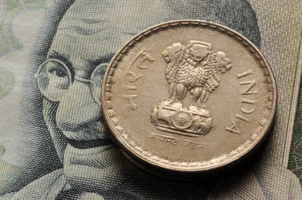 Primer Plano Moneda India — Foto de Stock