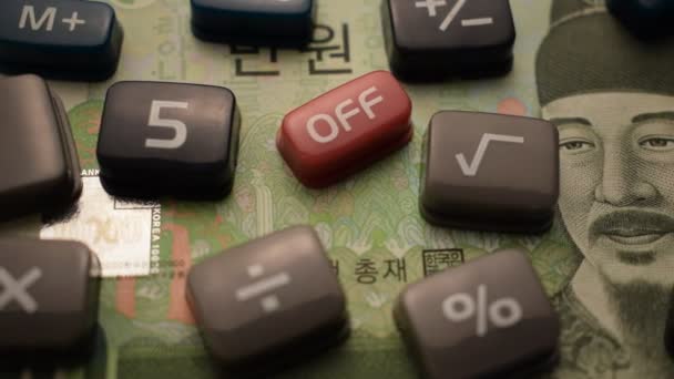 Claves Calculadora Moneda Surcoreana — Vídeos de Stock