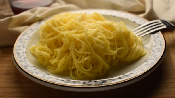 Dish Tagliolini Topped Butter — Stock Video