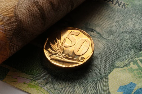 Primer Plano Moneda Sudáfrica — Foto de Stock