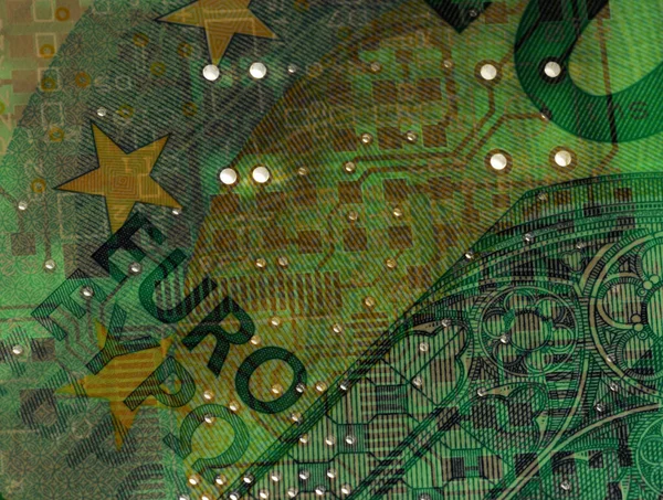 Banknote of Europe with circuit board