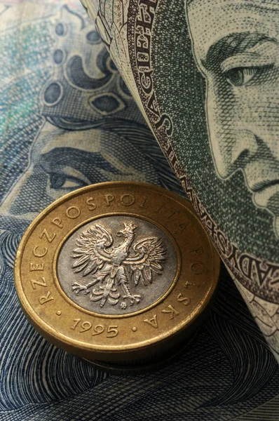 Primer Plano Los Billetes Monedas Polacos —  Fotos de Stock