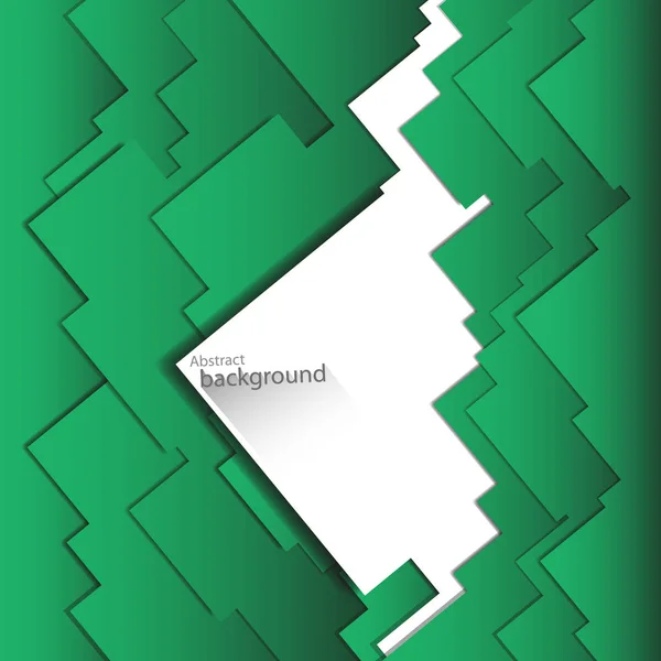 Abstrakter Vektor geometrischer Hintergrund aus grünen und weißen Quadraten — Stockvektor