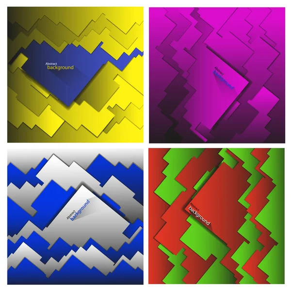 Ensemble de décors abstraits géométriques vectoriels faits de carrés et de rectangles — Image vectorielle