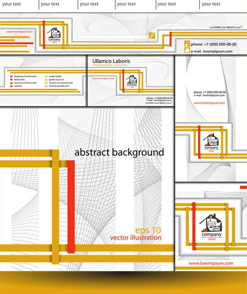 Tarjeta de visita, folleto, título del sitio, fondo, logotipo, encabezado, estilo corporativo — Vector de stock