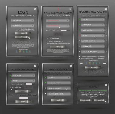 Ayarla web tasarım, oturum açma formu, kayıt formu için formu değiştirme şifre formu, şifre kurtarma, formu mesaj - Web sitesi oluşturma