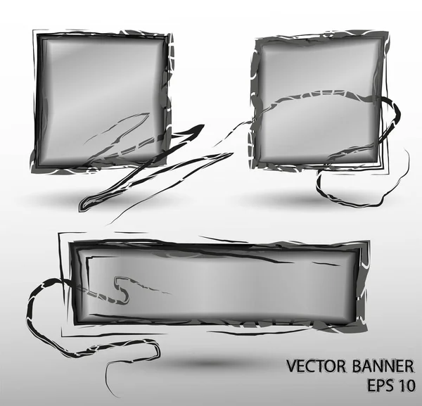 Banderas vectoriales abstractas en color negro — Vector de stock