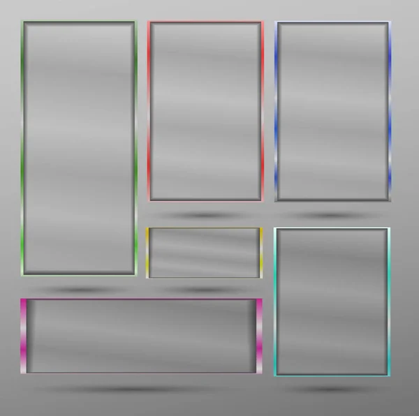 Bannière transparente vectorielle avec des cadres métalliques de différentes couleurs — Image vectorielle