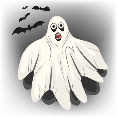 Cadılar Bayramı için siyah yarasalar ile beyaz hayalet