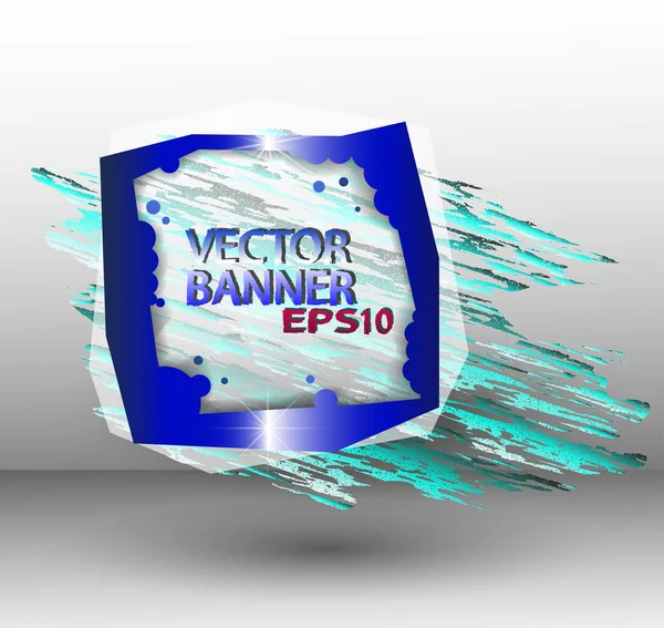 Abstracto vector cuadrado azul banner con una mancha azul — Vector de stock
