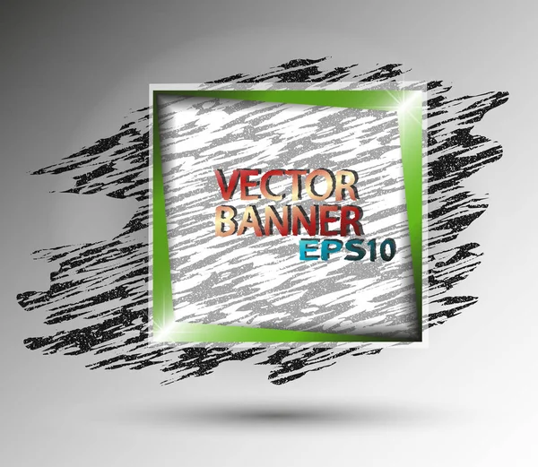 Banner de vector cuadrado abstracto con marco verde — Vector de stock