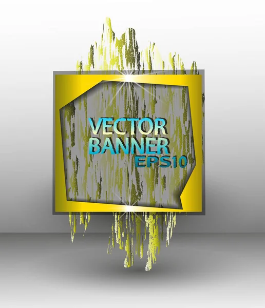 Banner cuadrado abstracto vectorial con borde amarillo y punto — Vector de stock