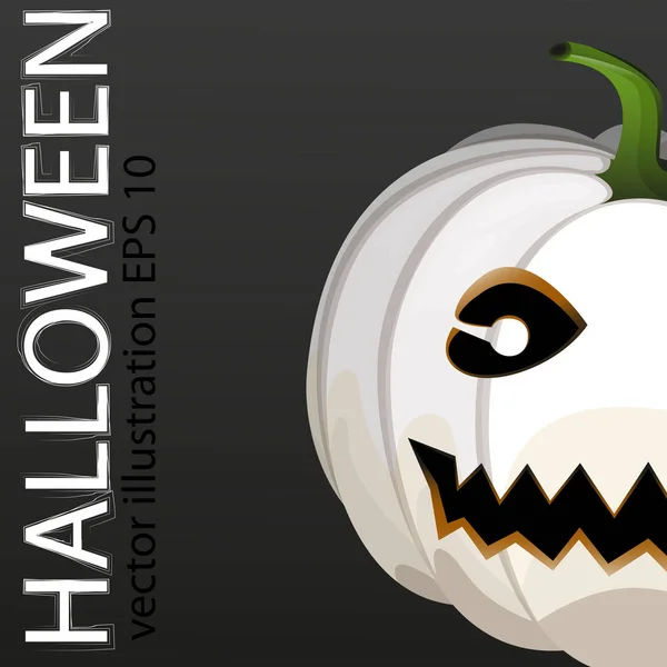 Fondo con una calabaza blanca divertida en Halloween — Vector de stock