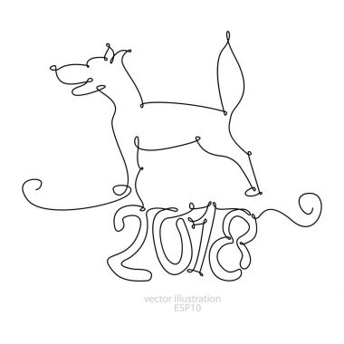 Yeni yıl için bir satır ile 2018 köpek ...