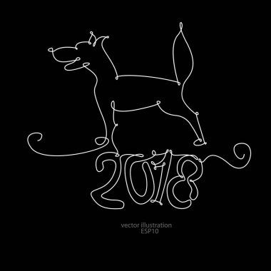 Yeni yıl için bir satır ile 2018 köpek ...