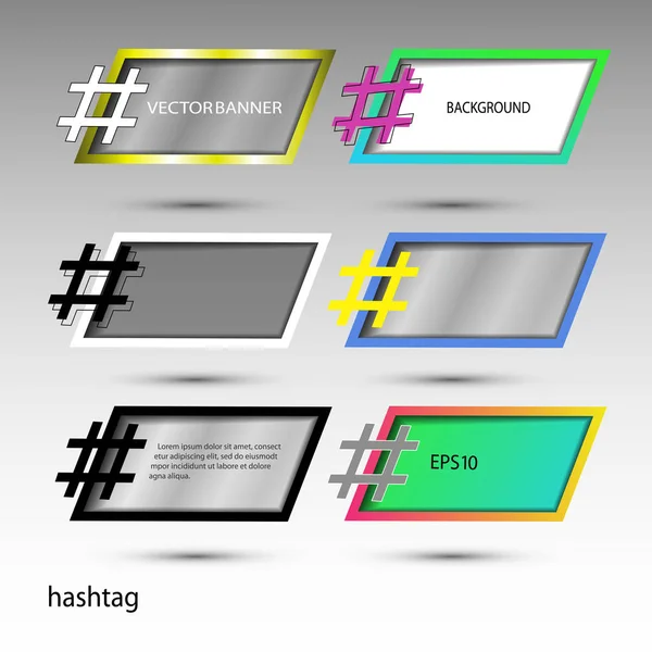 Hashtag banner abstrait pour fond parallélépipède transparent — Image vectorielle