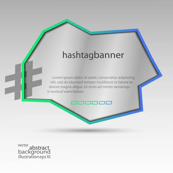 Hashtag banner abstrait pour fond bleu-vert et gris vecteur transparent — Image vectorielle