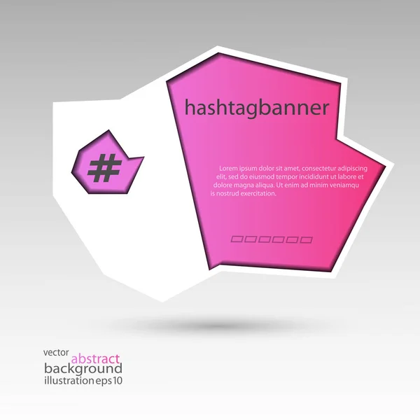 Hashtag banner abstracto para fondo rojo-violeta y vector blanco — Vector de stock