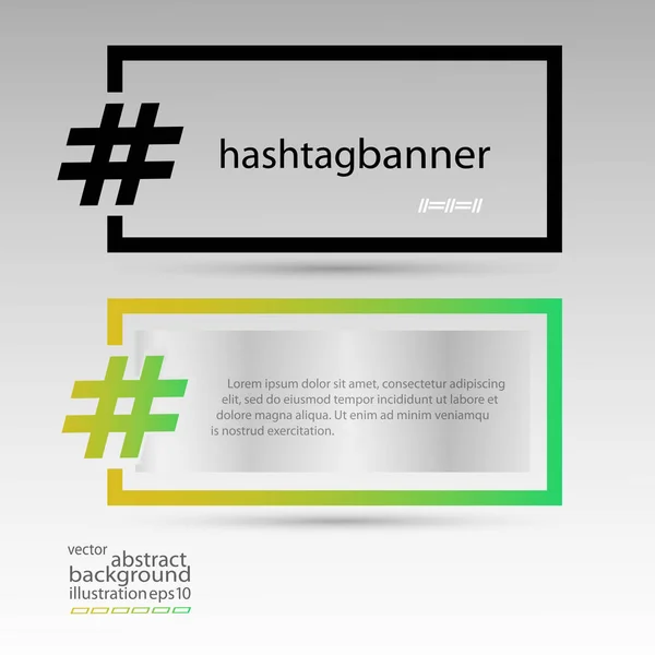 Hashtag banner rectangular para fondo negro y vector transparente multicolor — Vector de stock