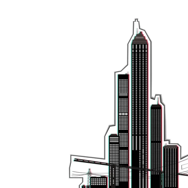 Stadt Glitch Stil Für Vektorhintergrund — Stockvektor