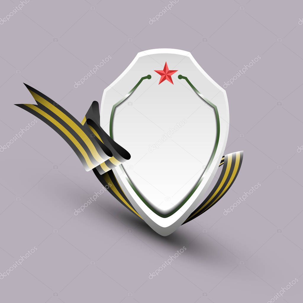 Banner in the form of a shield, with St. George ribbon - vector eps10