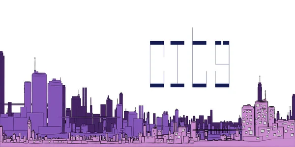 Illustration Einer Stadt Hintergrund Mit Schriftzug Der Stadt Vektor Eps10 — Stockvektor