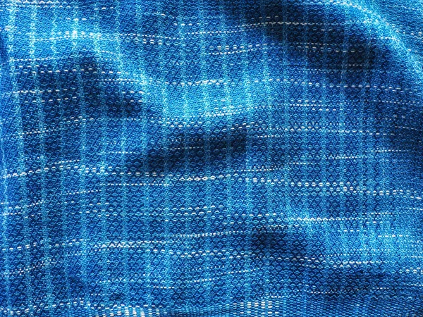 Close-up strip line blue indigo woven fabric pattern texture bac — Stock Photo, Image