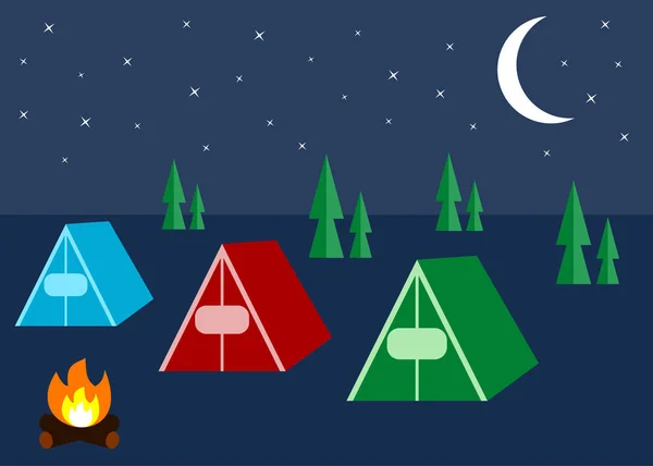 Camping under the sky full of stars — Stock Vector
