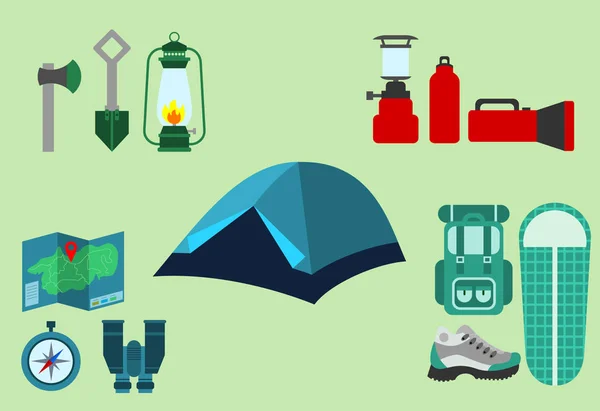 Camping ou équipement extérieur — Image vectorielle