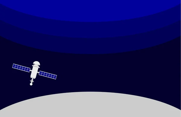 Satélite en órbita espacial — Vector de stock
