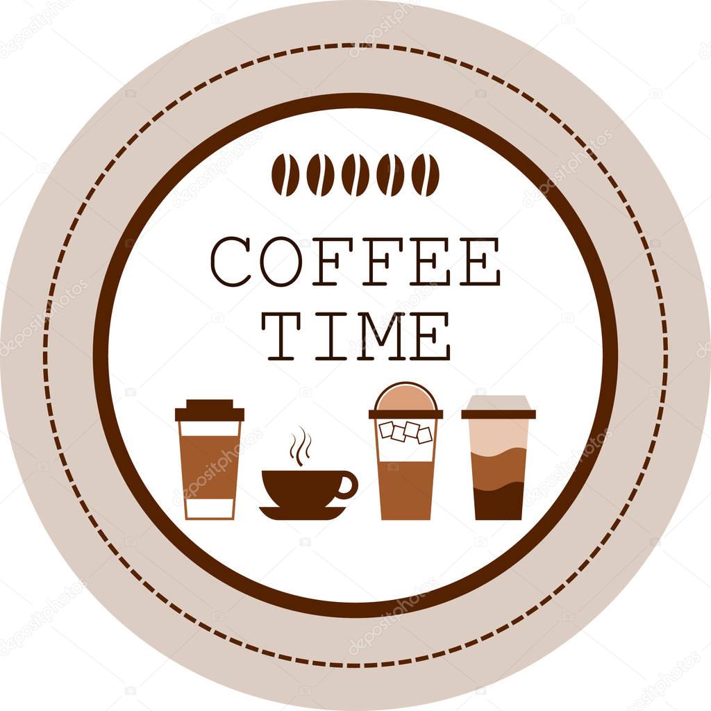 Coffee time sign with different coffee drinks