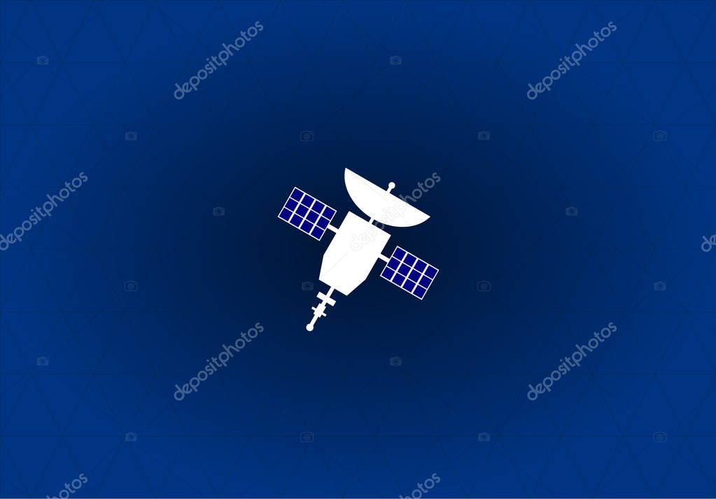 Satellite in Space on the blue low poly background