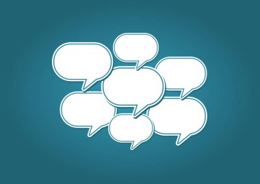 Mavi zemin üzerine konuşma balonları