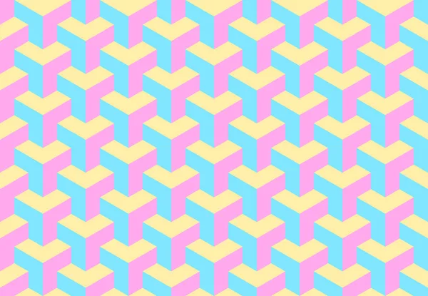 Modèle Cube Sans Couture Géométrique Pastel Formes Isométriques Fond Abstrait — Image vectorielle