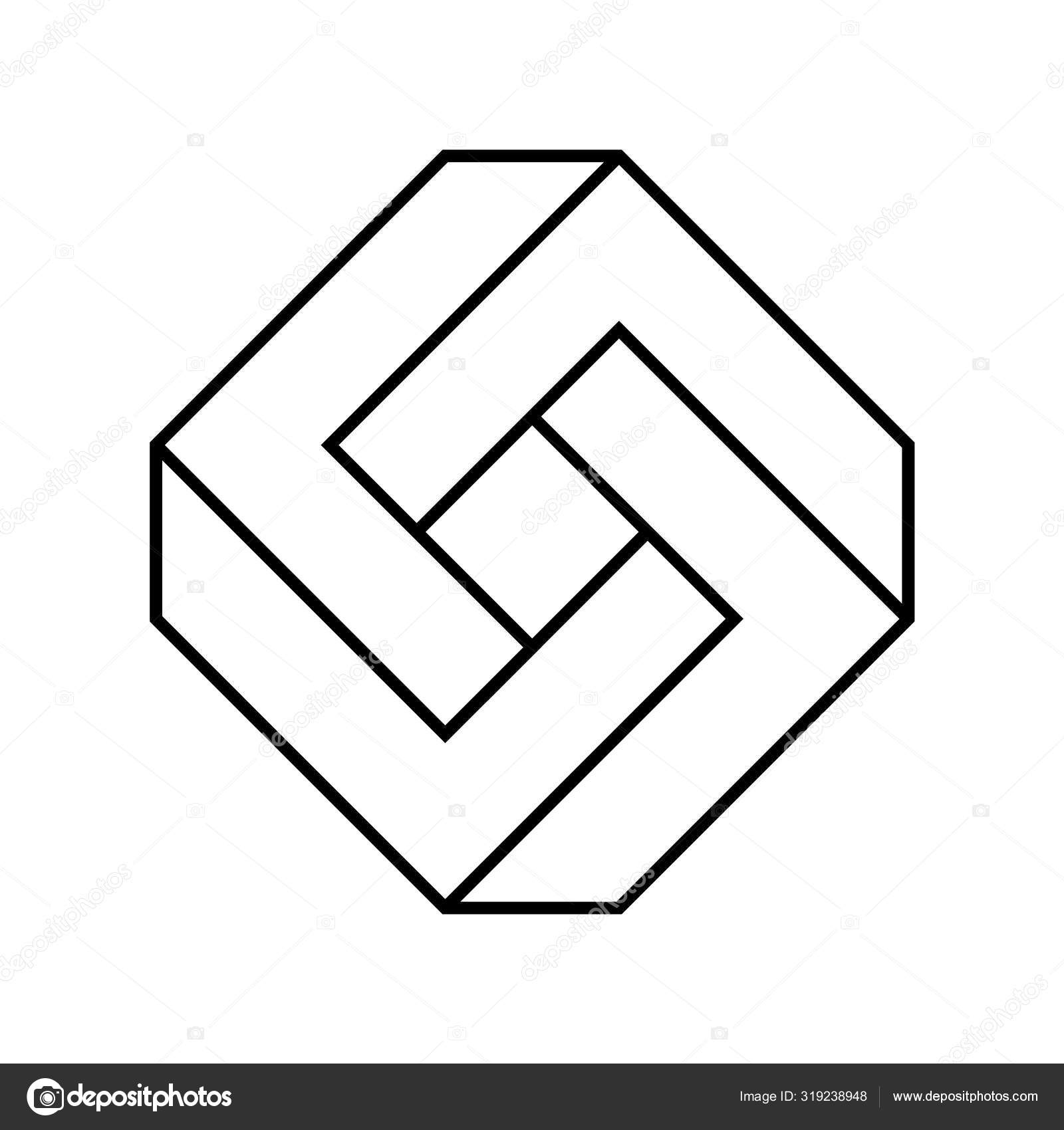 Impossible Rectangle Shape Optical Illusion Linear Infinite Rhombus Figure  Abstract Stock Vector by ©Tacka 319238948, image size:1600x1700
