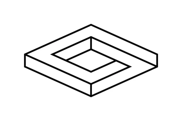 Forma Caja Imposible Ilusión Óptica Figura Rombo Infinito Lineal Objeto — Vector de stock
