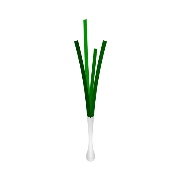 绿色的春天洋葱在白色的背景上隔离开来 新鲜的绿色生洋葱富含维生素C和钙 健康食品概念 鳞茎蔬菜现实的图标 矢量插图 平面风格 剪贴画 — 图库矢量图片