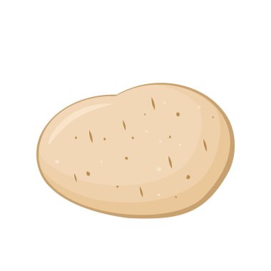 Genç patates. Çizgi film patatesi beyaz arka planda izole edilmiş. Çiğ sarı patates. Beyaz patates sebze ikonu. Patates çuvalı. Modern tatlı tatlı tatlı patates sebzesi. Vektör illüstrasyonu, düz biçim, klip sanatı