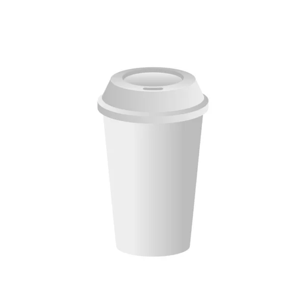 Taza Papel Blanco Con Tapa Blanca Maqueta Taza Café Desechable — Vector de stock