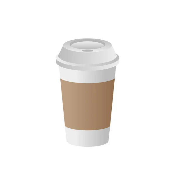 蓋付きの白い紙コップと袖のモックアップ 白い背景にリアルな使い捨てコーヒーカップ カフェのロゴのための空のプラスチックカップ ブランドアイデンティティのためのブランクモックアップ ベクターテンプレートイラスト — ストックベクタ