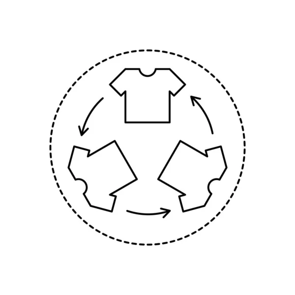 Kläder Återvinning Tecken Cirkel Skjorta Kontur Med Återvinna Pilar Återvinning — Stock vektor