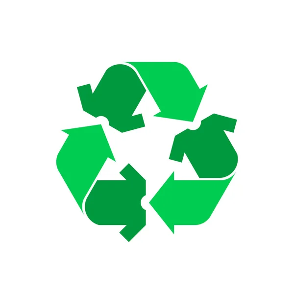 衣類のリサイクル Tシャツと矢印と緑のリサイクルシンボル 持続可能なライフスタイルと環境に優しい製造 再利用 リサイクルの概念 ベクターイラスト フラットスタイル クリップアート — ストックベクタ