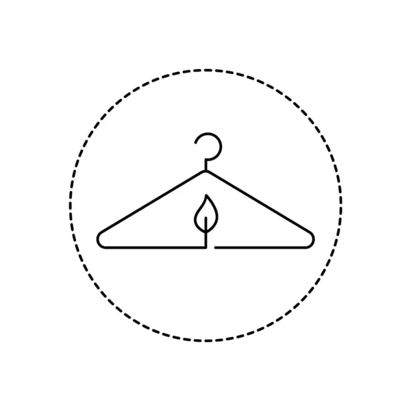 Kläder Hängare Med Blad Linje Ikon Cirkel Symbol För Miljövänlig — Stock vektor