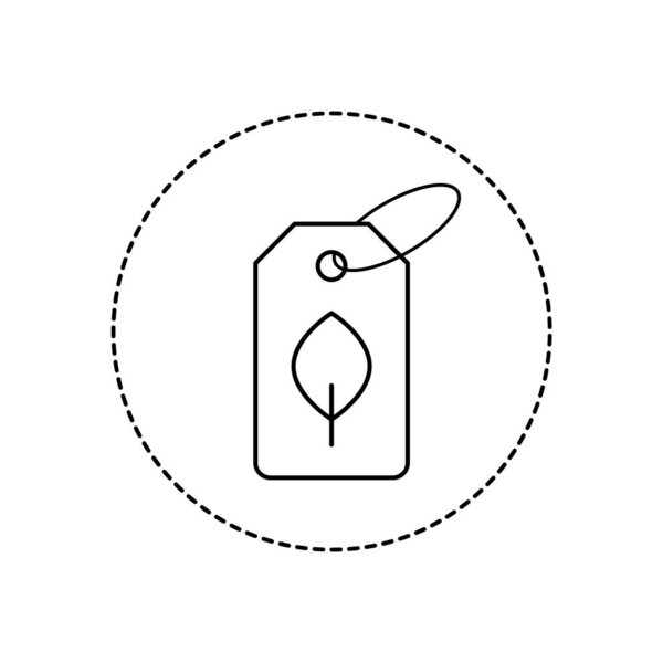 Clothing label with the leaf. Symbol for environmental friendly and ethical textile industry. Natural materials and sustainable fashion. Eco friendly product. Vector illustration, clip art, flat style