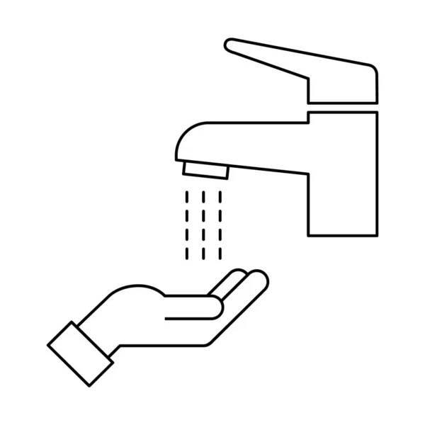 Ręczna Ikona Linii Kranu Mixera Umyć Ręce Strumieniowanie Wody Kranu — Wektor stockowy