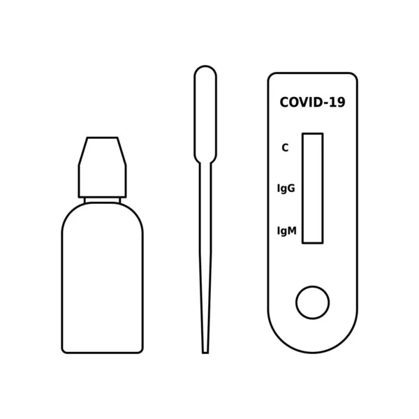 Détection Coronavirus Kit Test Une Étape Icône Ligne Test Diagnostique — Image vectorielle