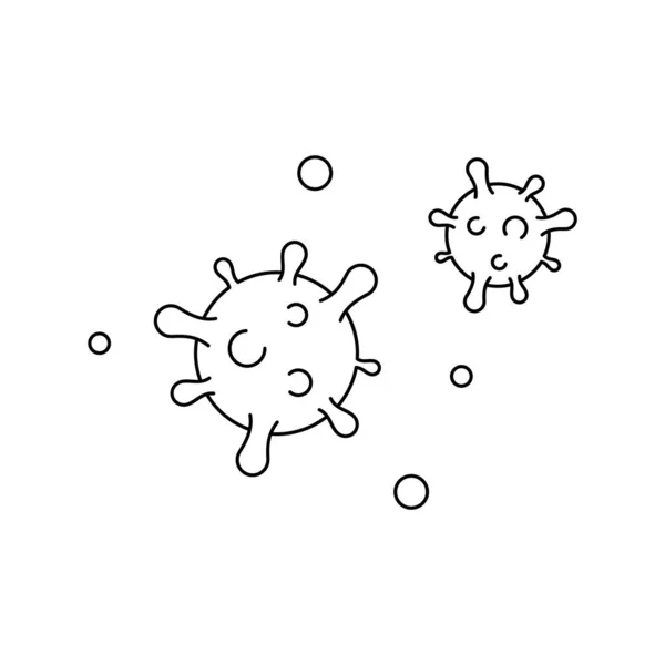 コロナウイルスのアイコン 2つの微生物の輪郭 Covid 19の流行概念と戦う コピースペース付きの白い背景に黒のアウトライン コロナウイルス感染シンボル ベクターイラスト クリップアート — ストックベクタ