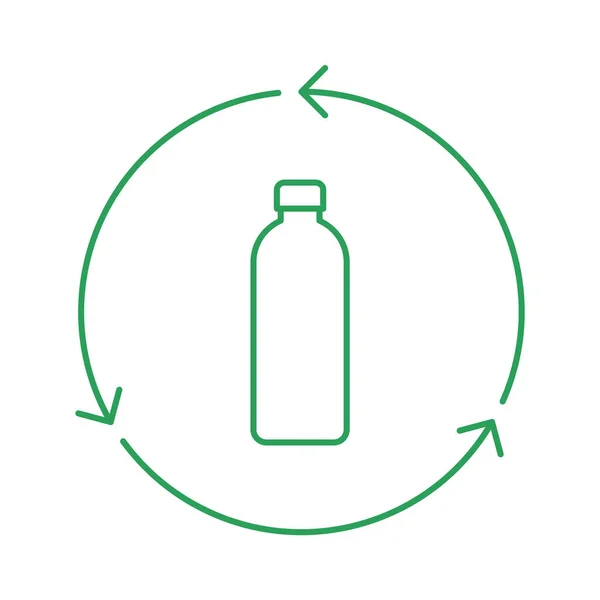 回收瓶子标志 绿色塑料瓶 白色背景的绿色轮廓 可重复使用的玻璃瓶符号 回收材料的概念 矢量图解 剪贴画 — 图库矢量图片