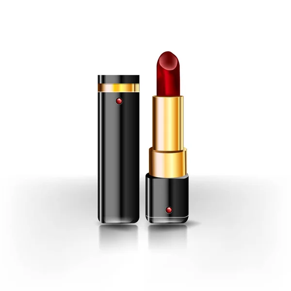 Bir parlak kırmızı ruj siyah açık üst kapağı ve altın RIM ile.