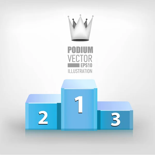  Kazanan podyum açık mavi renk ve gerçekçi gri taç spor. Gerçekçi vektör Kaide